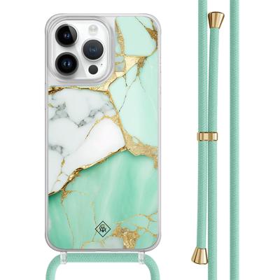 iPhone 13 Pro Max hoesje met mint koord - Marmer mintgroen iPhone 13 Pro Max hoesje met mint koord - Marmer mintgroen