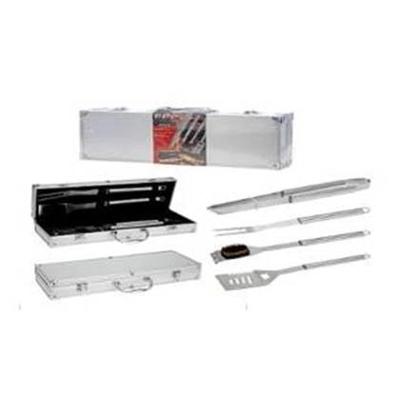 BARBECUEGEREEDSCHAPSET RVS 4 DLG, IN ALUMINIUM KOFFER 46X16X8CM