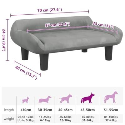 VidaXL Hondenmand 70x40x24 cm fluweel lichtgrijs VidaXL Hondenmand 70x40x24 cm fluweel lichtgrijs