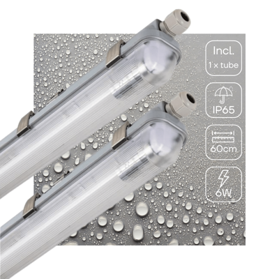 2 PACK - LED&apos;s Light Complete LED TL lamp met LED buis 60 cm - Binnen en buiten - 1100 lm - 1x6W