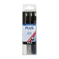 Creativ Company Plus color marker, l: 14,5 cm, lijndikte 0,7 mm, zwart, off-white, rain grey, 5,5 ml, 3 stuk/ 1 doos - thumbnail
