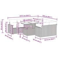 9-delige Loungeset met kussens poly rattan beige - thumbnail