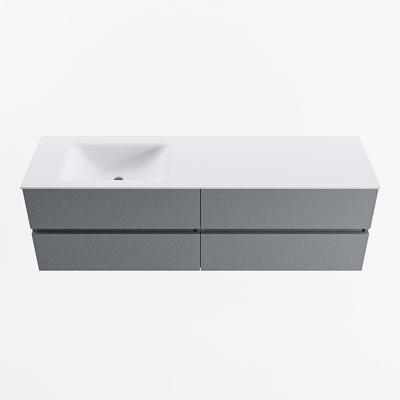 MONDIAZ VICA 160cm badmeubel onderkast Plata 4 lades. Wastafel CLOUD links 1 kraangat, kleur Talc.