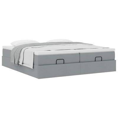 Ottoman bed met matrassen 180x200cm stof lichtgrijs