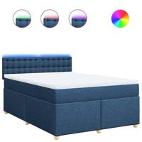 Boxspring met matras stof blauw 140x190 cm - thumbnail