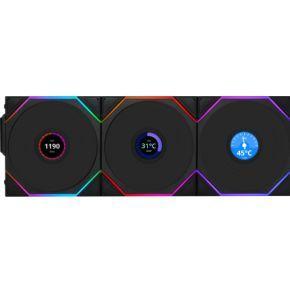 Lian Li Lian Li UNI FAN TL Wireless LCD Lüfter, ARGB, PWM, 3er-Pack inkl. Controller PC-ventilator Zwart (b x h x d) 120 x 28 x 124 mm