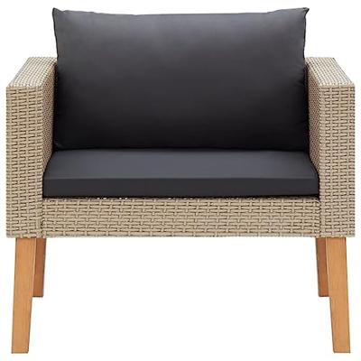 Tuinbank eenzits met kussens poly rattan beige