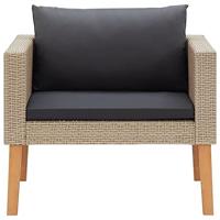 Tuinbank eenzits met kussens poly rattan beige - thumbnail