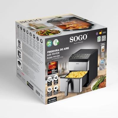 SOGO Human Technology Advanced 1700 Airfryer 6 l 1700 W Zwart, RVS