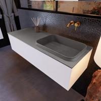 Badkamermeubelset Mondiaz Erin 120 cm met 1 Lade met RIDGE Wastafel Rechts Dark grey Zonder Kraangaten Greeploos Mat Carrara - thumbnail