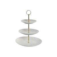 Fruitschaal DKD Home Decor 27 x 27 x 34 cm Porselein Blauw Roze Metaal - thumbnail