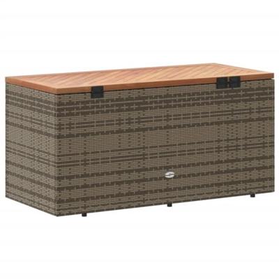 Tuinbox 110x50x54 cm poly rattan en acaciahout grijs Tuinbox 110x50x54 cm poly rattan en acaciahout grijs