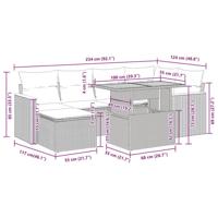 7-delige Loungeset met kussens poly rattan acacia grijs - thumbnail