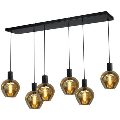 Masterlight Zwarte hanglamp eetkamerBounty 6-lichts rond glas - 2471-05-05-130-25-63