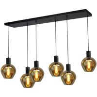 Masterlight Zwarte hanglamp eetkamerBounty 6-lichts rond glas - 2471-05-05-130-25-63 - thumbnail