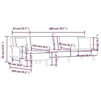 Slaapbank L-vormig 279x140x70 cm stof lichtgrijs - thumbnail