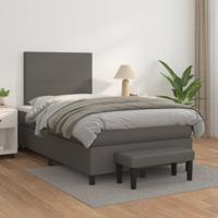 Boxspring met matras kunstleer grijs 120x190 cm - thumbnail