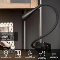 Lucide ZOZY - Klemlamp - LED 3 StepDim - 1x4W 3000K - Zwart - thumbnail