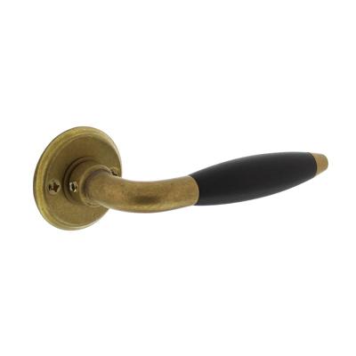 Intersteel Deurkruk Antonnet op rozet - messing getrommeld/ebbenhout