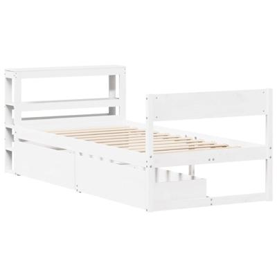 Bedframe zonder matras massief grenenhout wit 90x200 cm