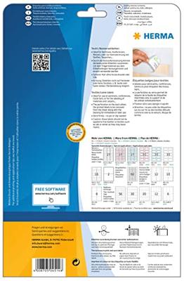 A4 naametiketten textiel 80x50mm wit 20 vel Herma 4514 - thumbnail