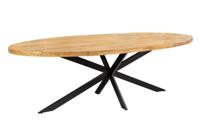 Massieve eettafel GALAXIE 240cm bruin mangohout ovaal zwart ijzeren sterframe - 45759 - thumbnail