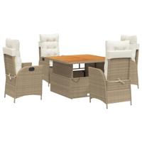 5-delige Tuinset met kussens poly rattan beige - thumbnail