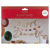 Ginger Ray letterslinger happy diwali goudkleurig 4,5 m | 20 stuks - thumbnail