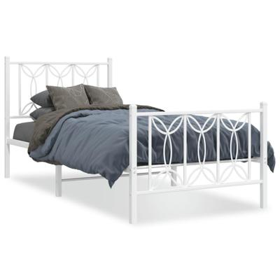 Bedframe met hoofd- en voeteneinde metaal wit 90x190 cm Bedframe met hoofd- en voeteneinde metaal wit 90x190 cm
