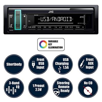 JVC KD-X161 USB en Aux 1x RCA Autoradio JVC KD-X161 USB en Aux 1x RCA Autoradio
