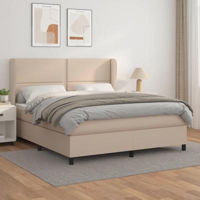 Boxspring met matras kunstleer cappuccinokleurig 180x200 cm