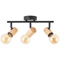 Brilliant PlafondlampKerry 3-lichts zwart met hout - 99715/76 - thumbnail