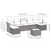 8-delige Loungeset met kussens poly rattan bruin - thumbnail