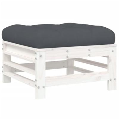 8-delige Loungeset met kussens massief hout wit