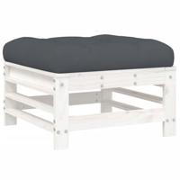 8-delige Loungeset met kussens massief hout wit - thumbnail