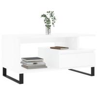 Salontafel 90x49x45 cm bewerkt hout wit - thumbnail