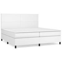 Boxspring met matras kunstleer wit 200x200 cm - thumbnail