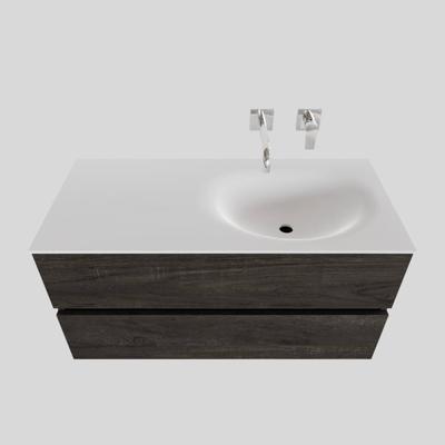 Badkamermeubel Solid Surface BWS Stockholm 100x46 cm Rechts Wood Dark Brown (0 kraangaten) Badkamermeubel Solid Surface BWS Stockholm 100x46 cm Rechts Wood Dark Brown (0 kraangaten)