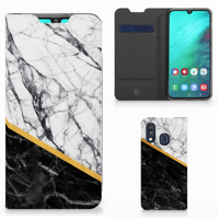 Samsung Galaxy A40 | Standcase | Marmer Wit Zwart - Origineel Cadeau Man - thumbnail