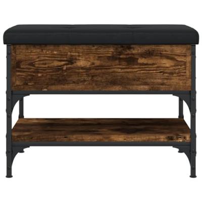 Schoenenbank 62x42x45 cm bewerkt hout gerookt eikenkleurig Schoenenbank 62x42x45 cm bewerkt hout gerookt eikenkleurig