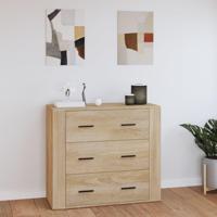 Dressoir 80x33x70 cm bewerkt hout sonoma eikenkleurig - thumbnail