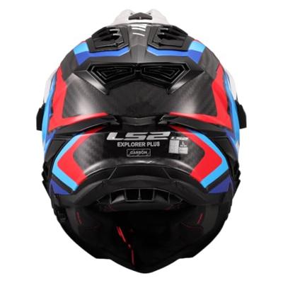 LS2 endurohelm "mx701 explorer carbon frontier ii", inwendig zonnevizier, uitneembaar, wasbaar, hypoallergeen en ademend, verstevigde kinriem, rescue wangkussentjes, dubbele d-voering helmet mx701 expl. car.fr.ii xxl wh/blue/bl