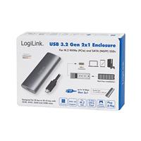 LogiLink UA0389 M.2 SSD-behuizing USB-C 3.2 Gen 2 10 GBit/s M.2 PCIe NVMe, M.2 SATA 2230, 2242, 2260, 2280 UA0389 - thumbnail