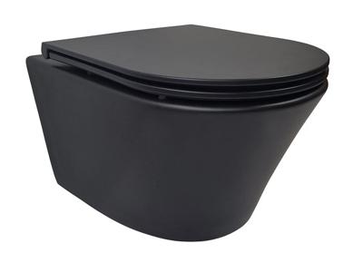 Wiesbaden Vesta Rimless Wandcloset Mat Zwart Met Flatline Toiletzitting Softclose En Quick Release Mat Zwart Wiesbaden Vesta Rimless Wandcloset Mat Zwart Met Flatline Toiletzitting Softclose En Quick Release Mat Zwart