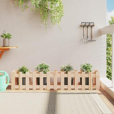 VidaXL Plantenbak verhoogd met hekontwerp 150x30x30 cm grenenhout