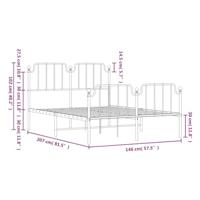 Bedframe met hoofd- en voeteneindemetaal wit 140x200 cm - thumbnail