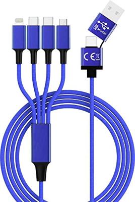 Smrter USB-laadkabel USB-A stekker, USB-C stekker, USB-C stekker, Apple Lightning stekker, USB-micro-B stekker 1.20 m Navy-blauw SMRTER_ELITE_C_NB