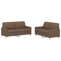 2-delige Loungeset met kussens stof bruin - thumbnail