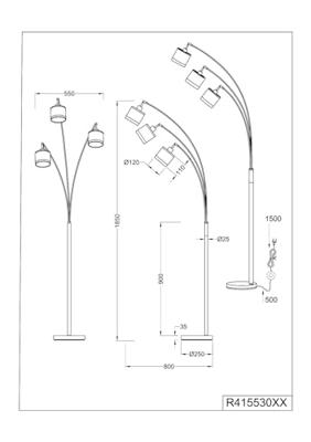 Trio Staande lampDavos taupe 3-lichts - R41553041