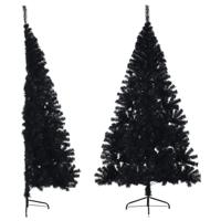 VidaXL Kunstkerstboom met standaard half 240 cm pvc zwart - thumbnail